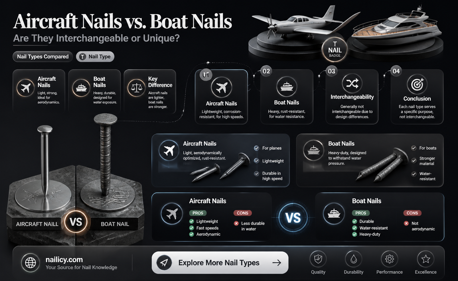 are aircraft nails and boat nails the same