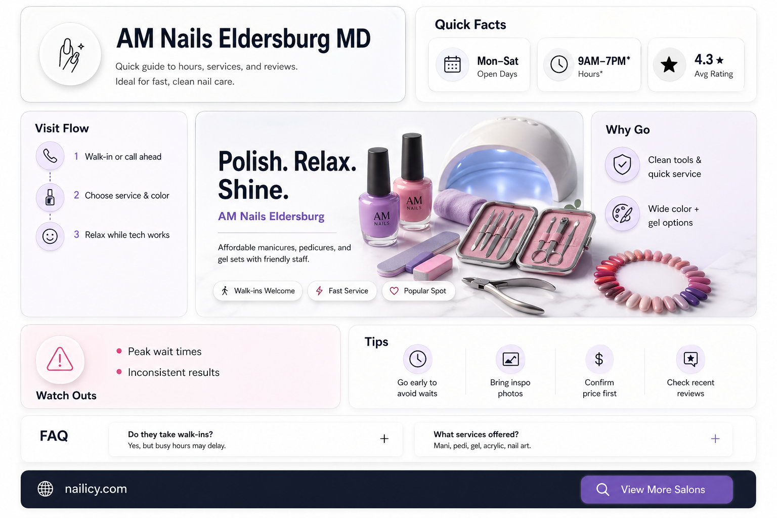 am nails eldersburg md hours