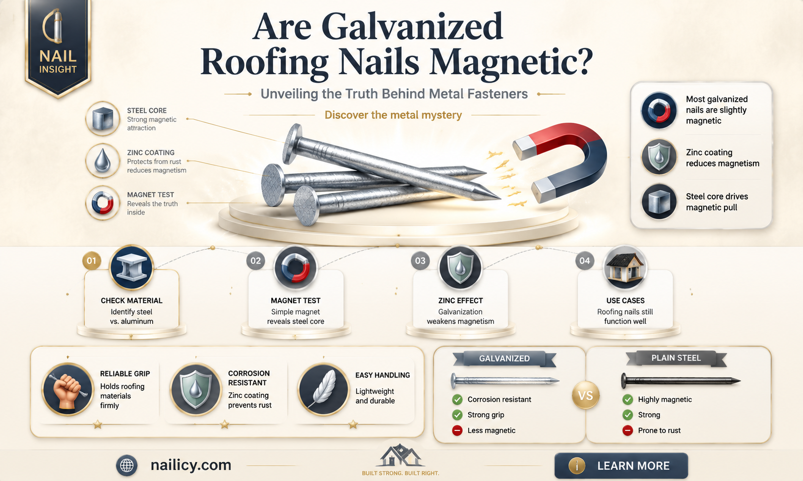 are galvanized roofing nails magnetic