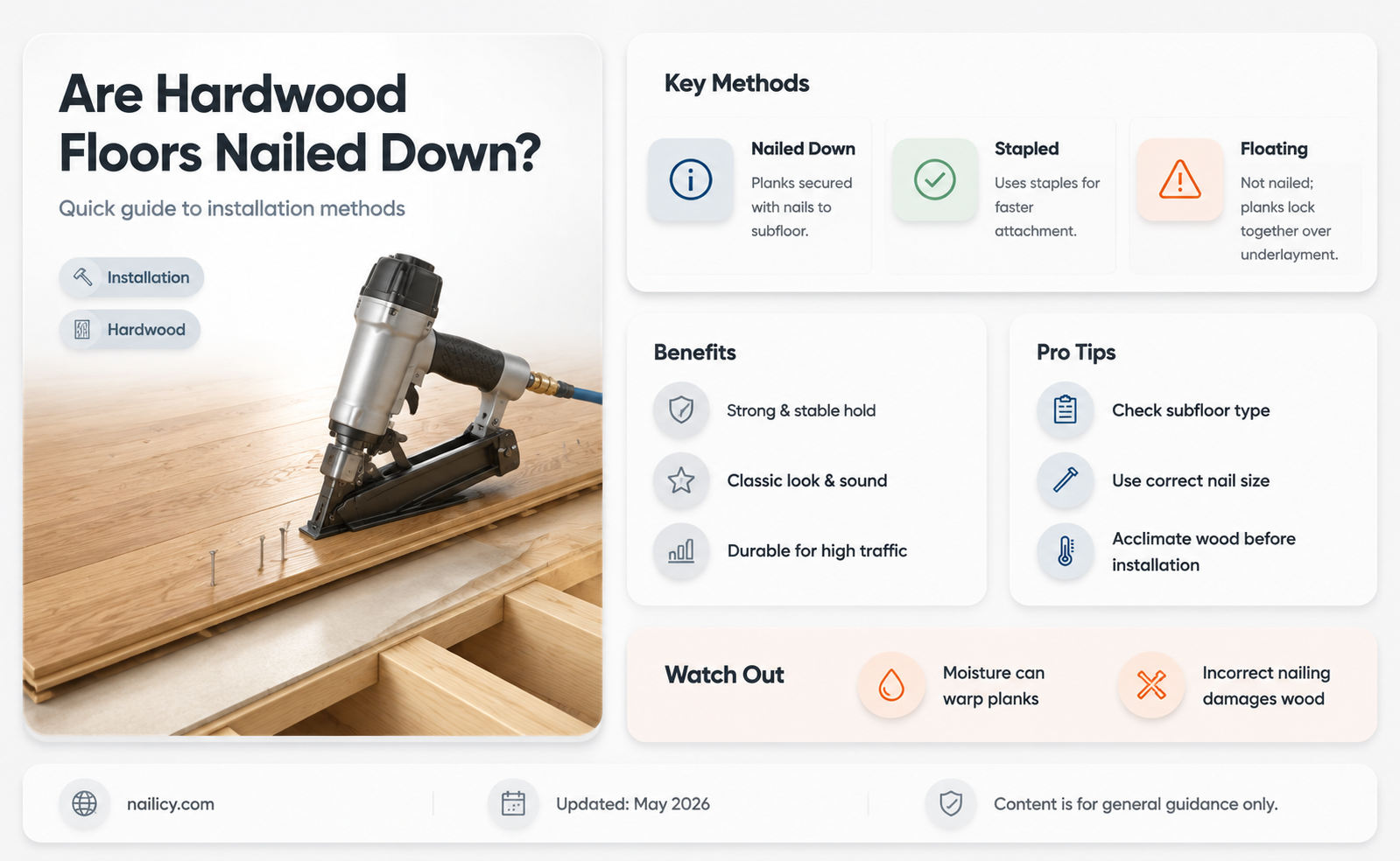 are hardwood floors nailed down