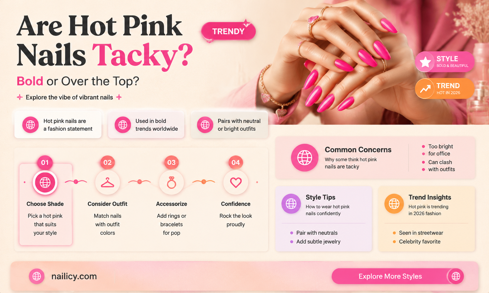 are hot pink nails tacky