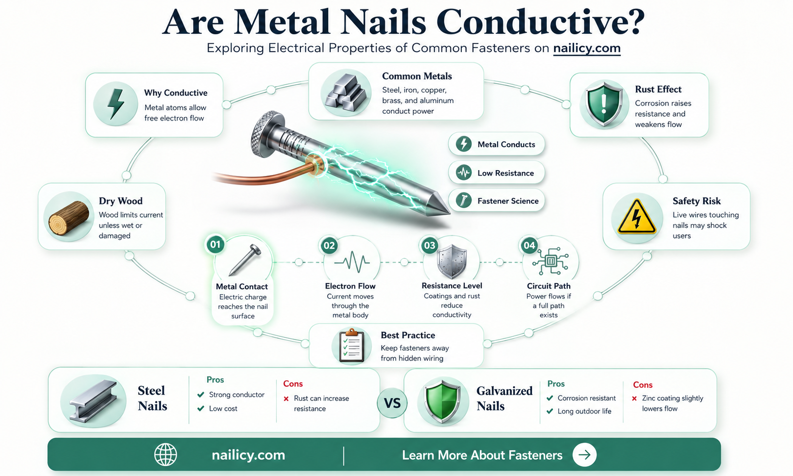 are metal nails conductive
