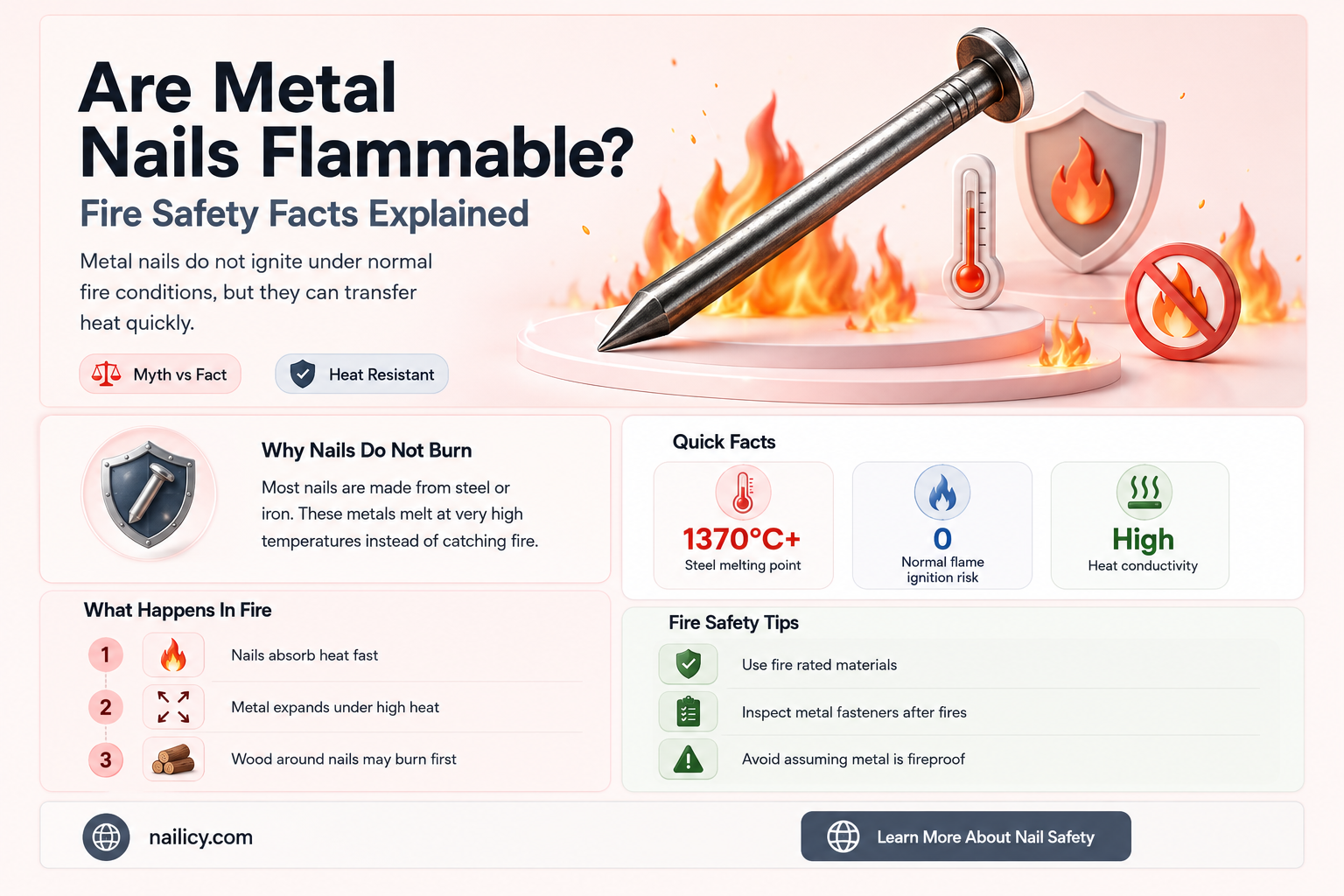 are metal nails flammable