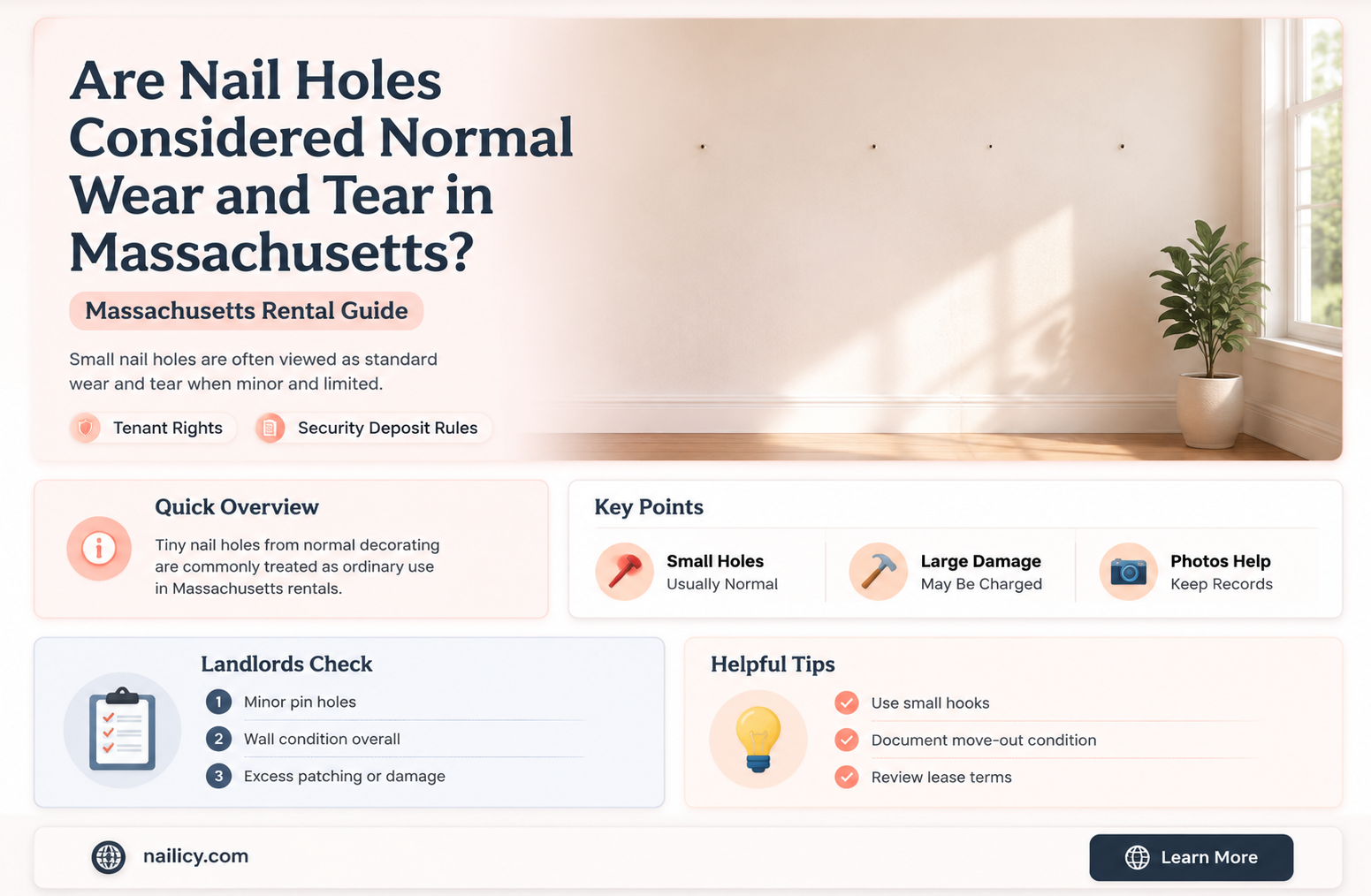are nail holes normal wear and tear massachusetts