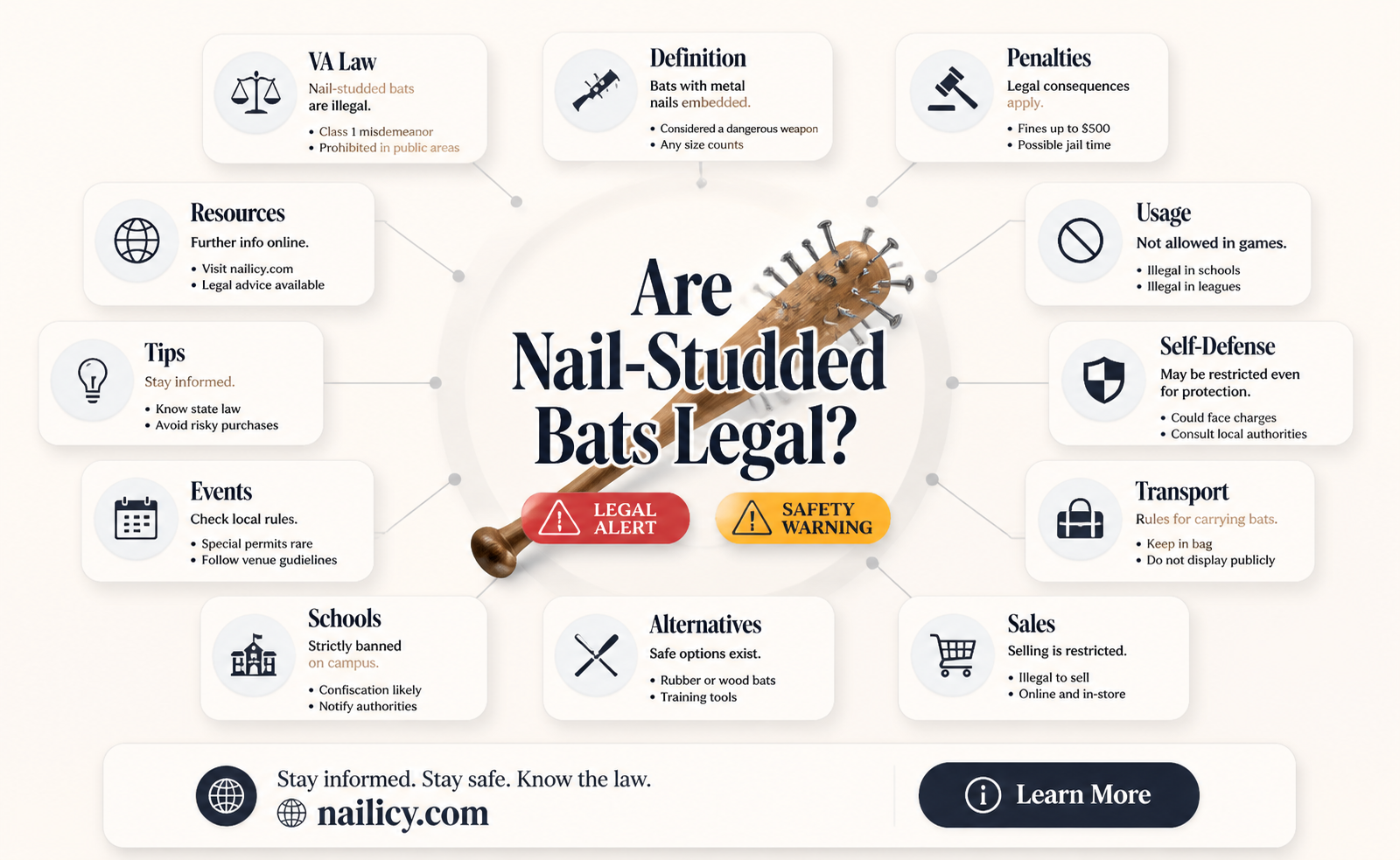 are baseball bats with nails illegal in virginia