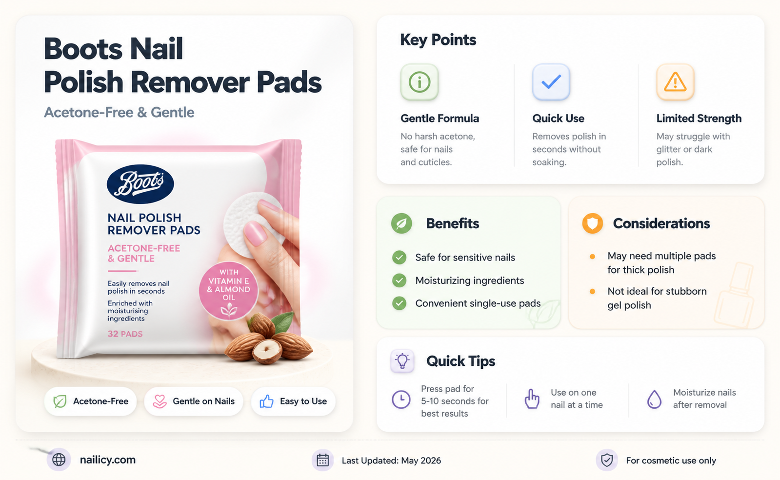 are boots nail polish remover pads acetone free