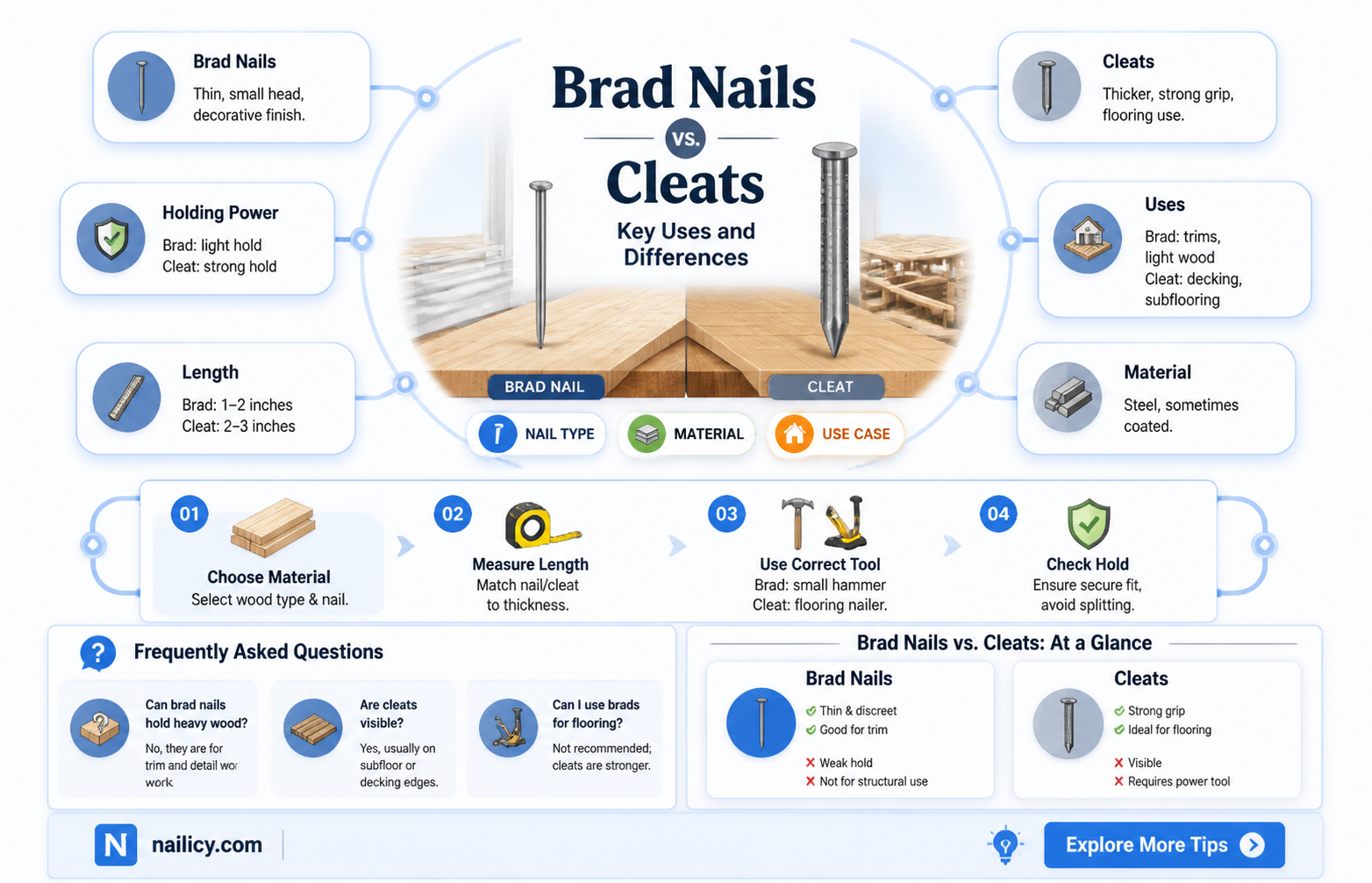 are brad nails and cleats the same
