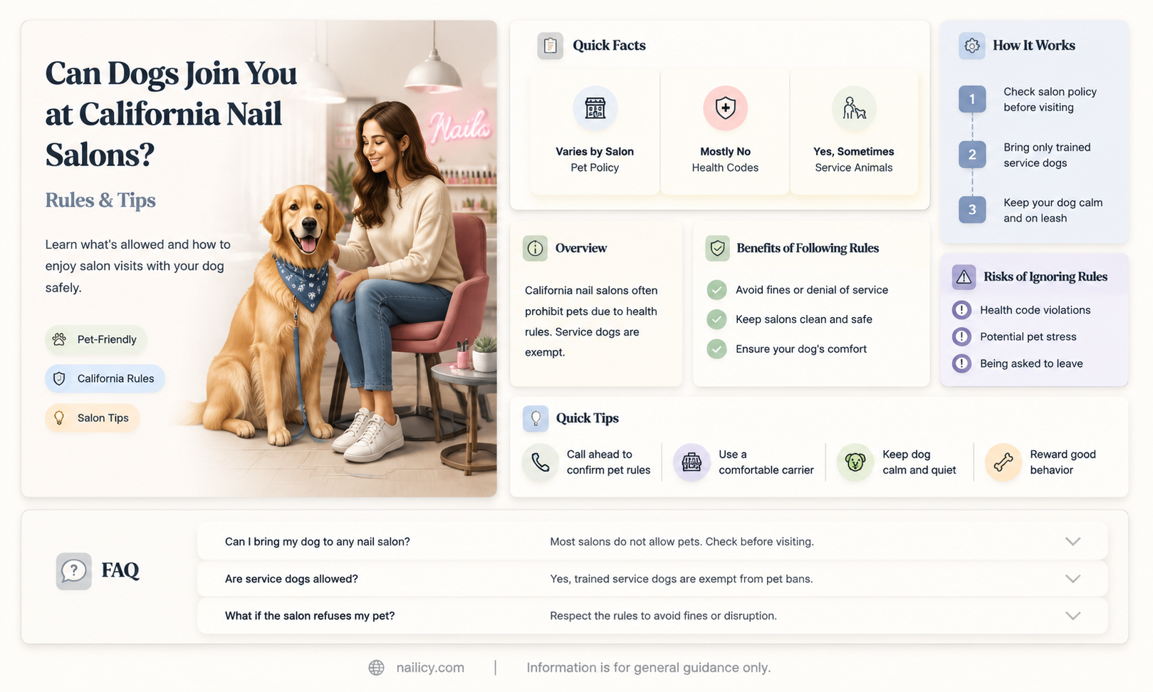 are dogs allowed in nail salons in california