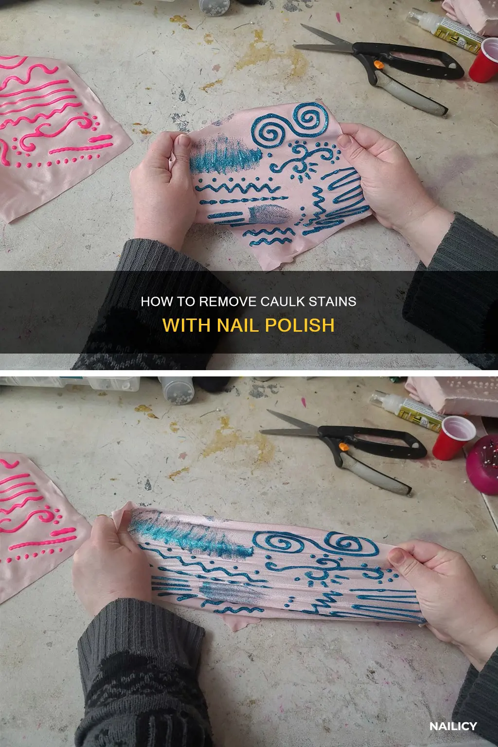 can nail piolsih remove caulk from clothes