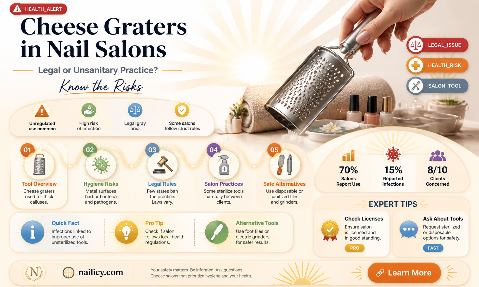 are cheese graters illegal in nail salons