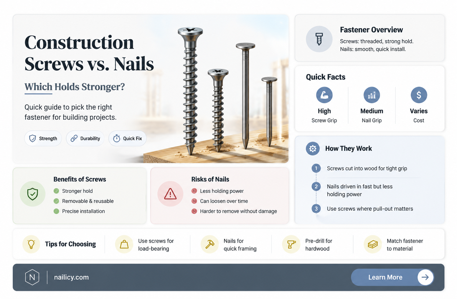 are construction screws as strong as nails