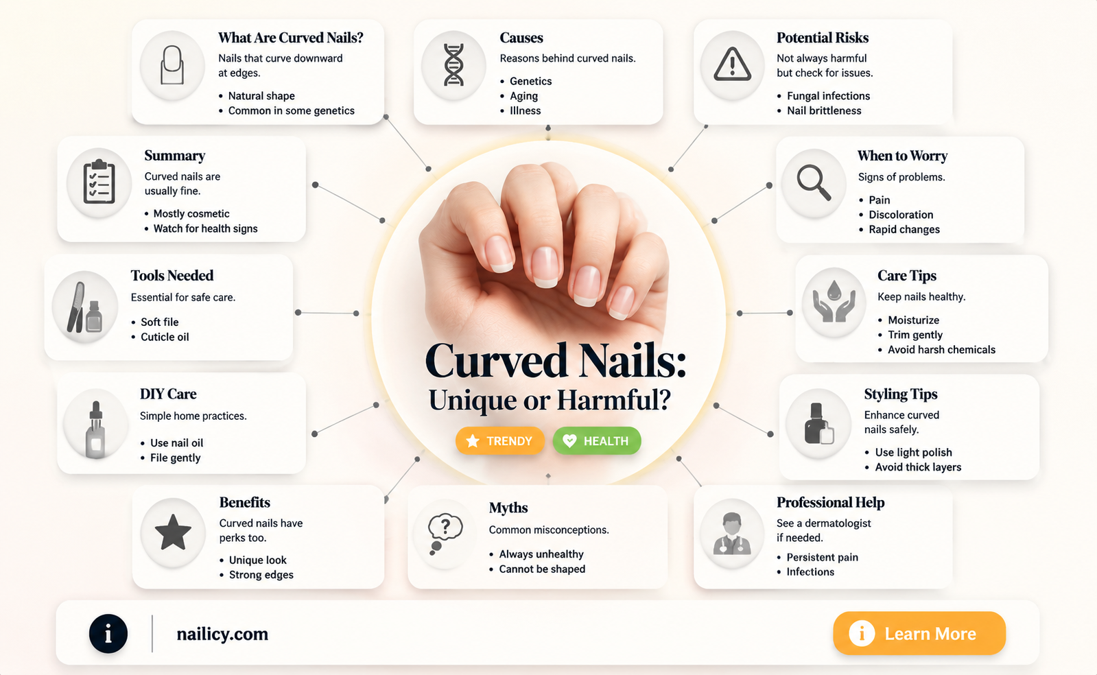 are curved nails bad