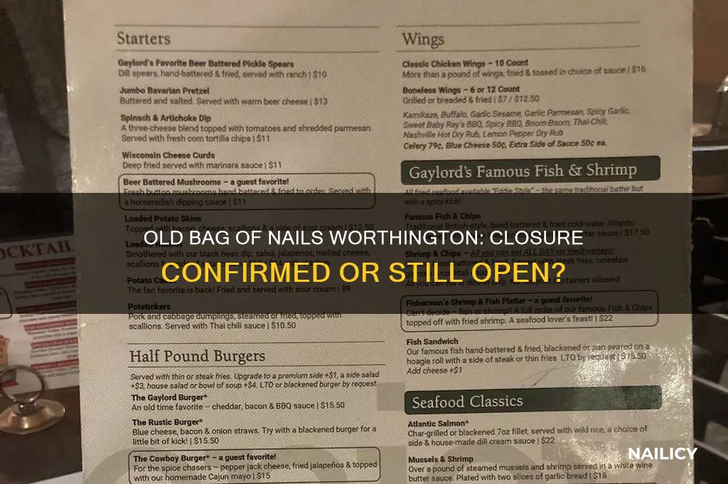 did old bag of nails close in worthington