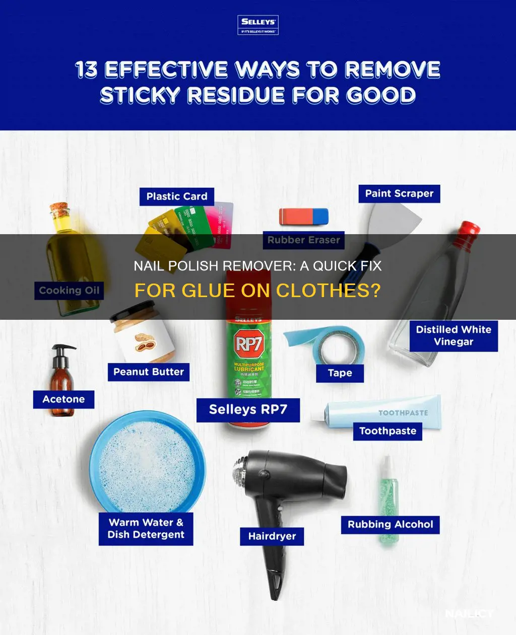 does nail polish remover remove glue from clothes