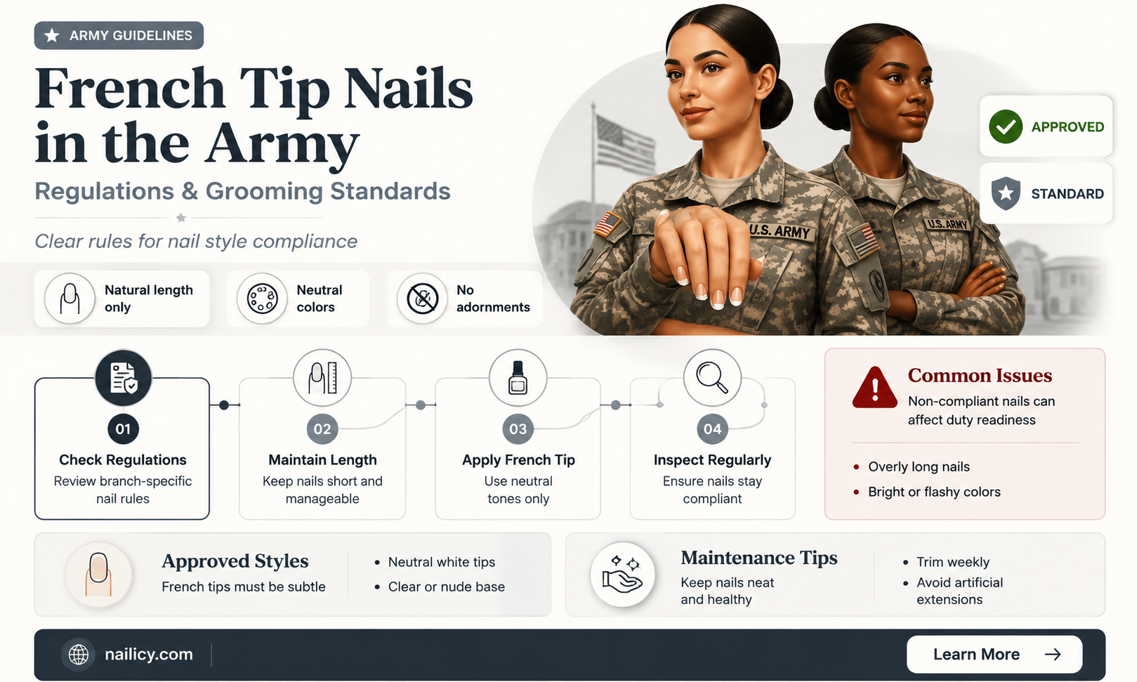are french tip nails allowed in the army