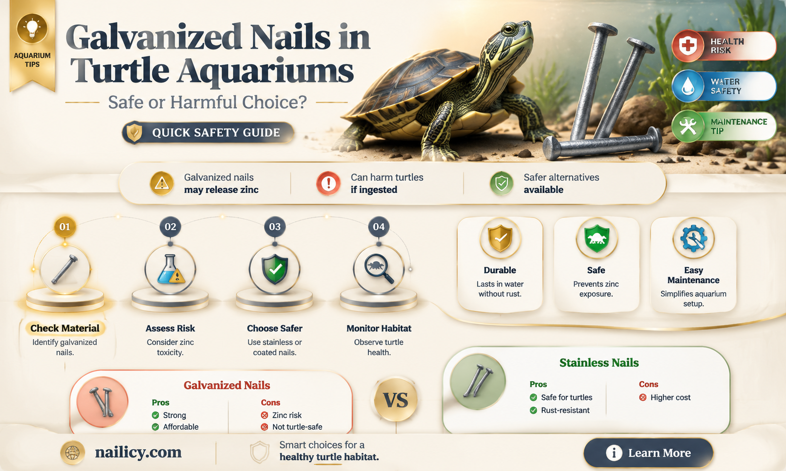 are galvanized nails safe for a turtle aquarium