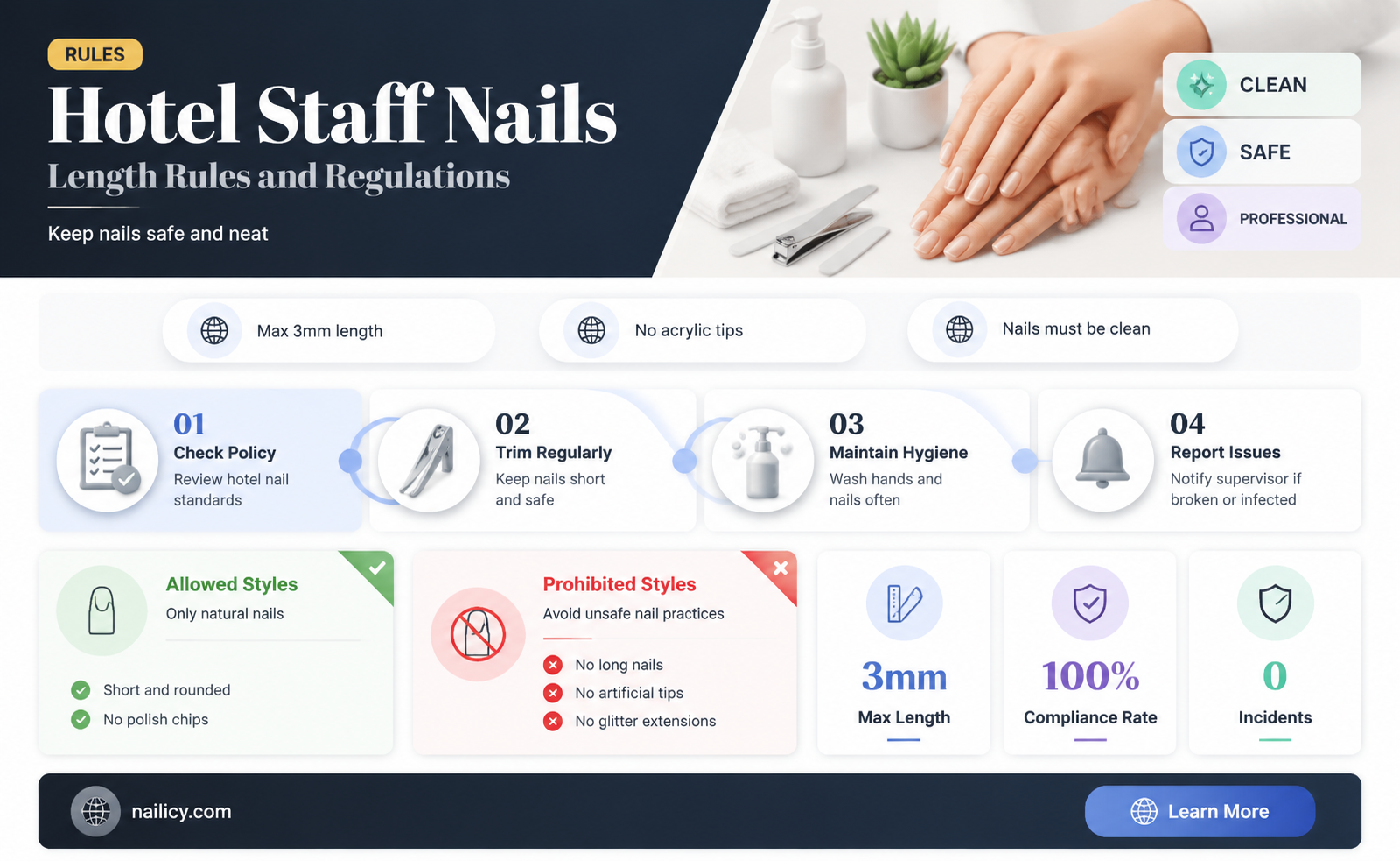 are long nails allowed in hotels
