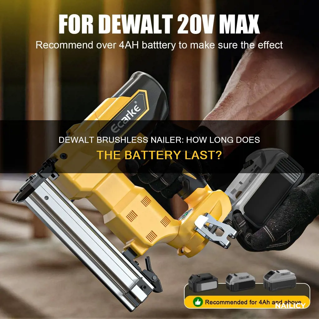 how long does a dewalt brushless feaiming nailer baatery last