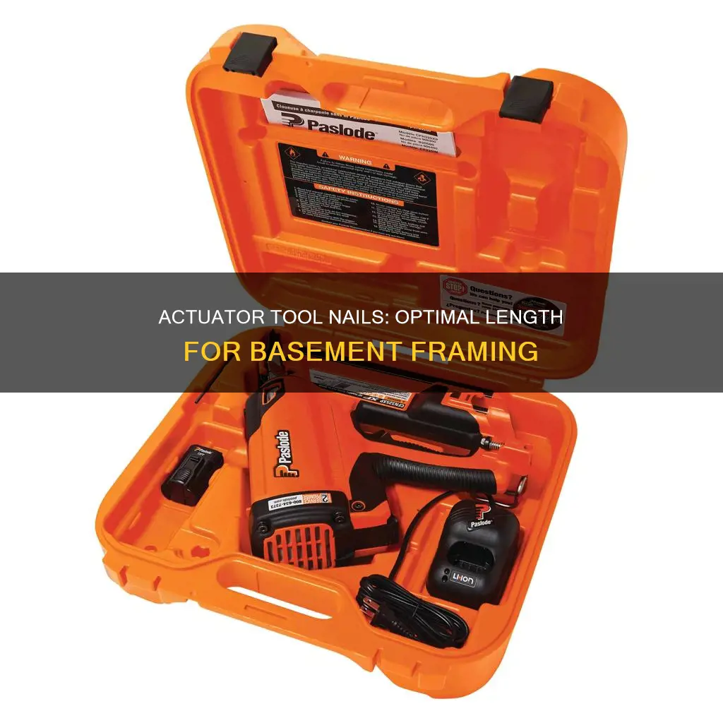 how long of a actuator tool nails for basement framing