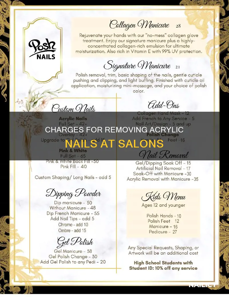 how much do nail salons charge to remove acrylic nails