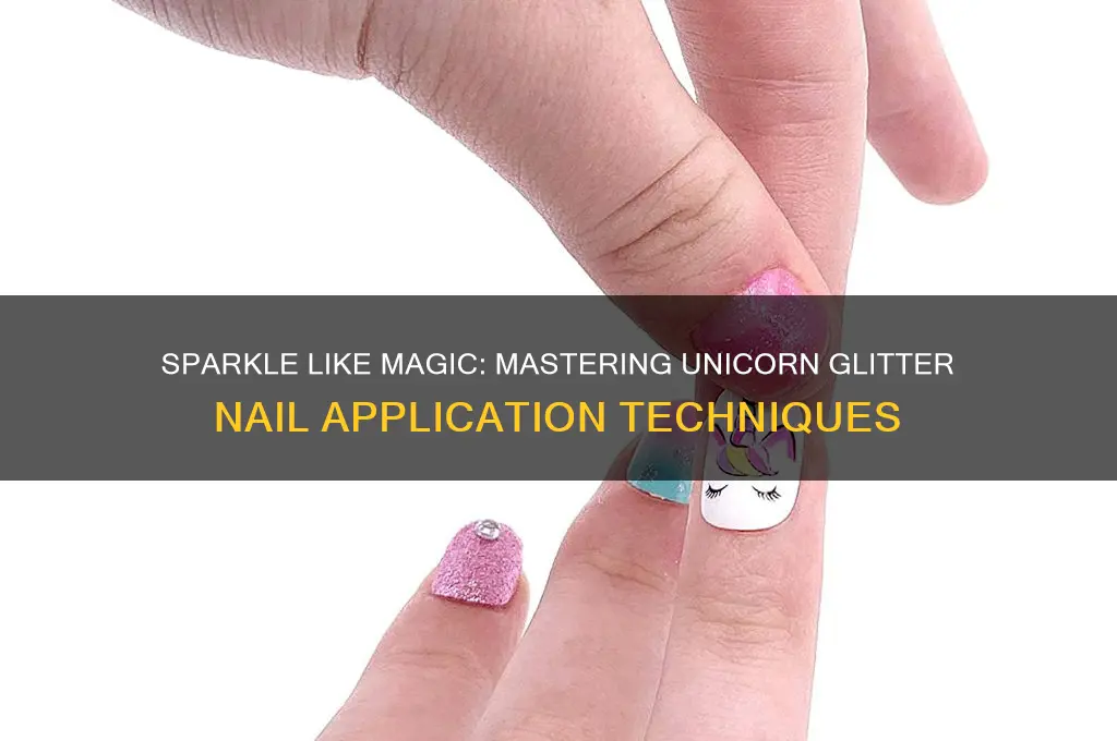 how to applicate unicorn glitter on nails