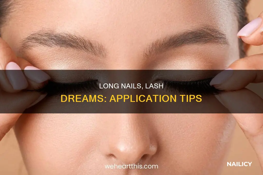 how to apply false lashes with long nails