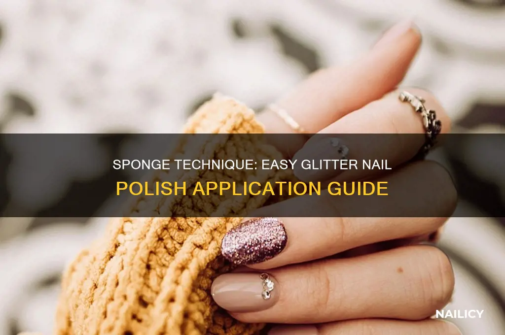 how to apply glitter nail polish with a sponge
