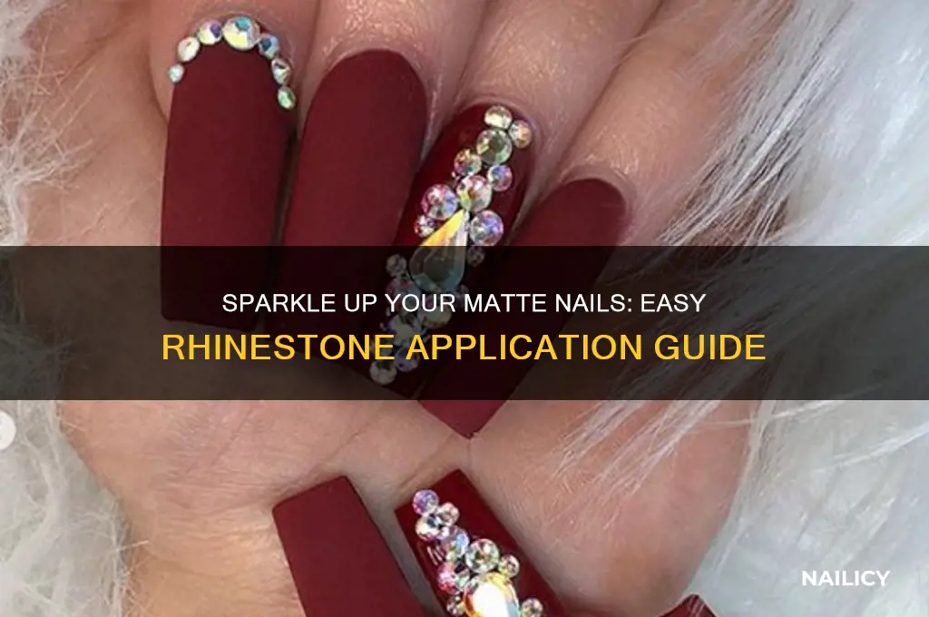 how to apply rhinestones to matte nails