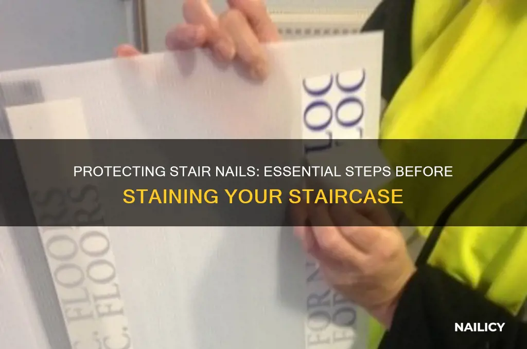 how to cover nails on stairs before staining