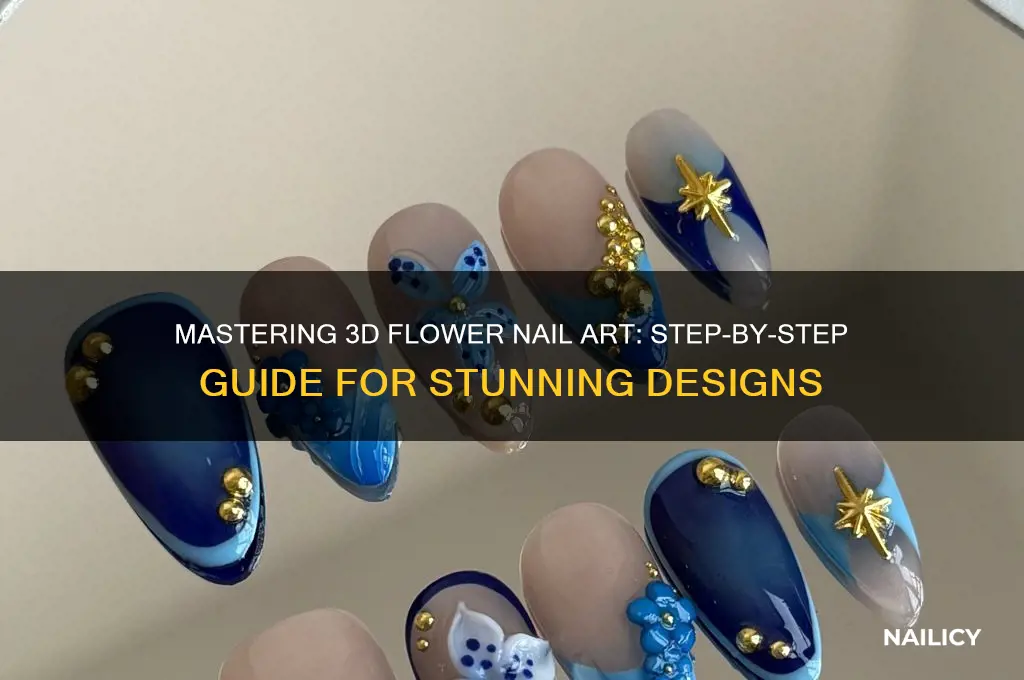 how to do 3d flower on nails