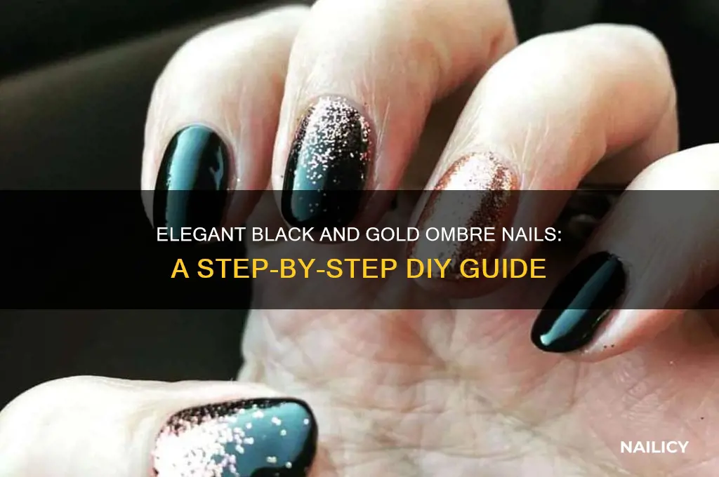 how to do black and gold ombre nails
