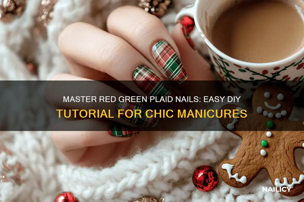 how to do red green plaid nails
