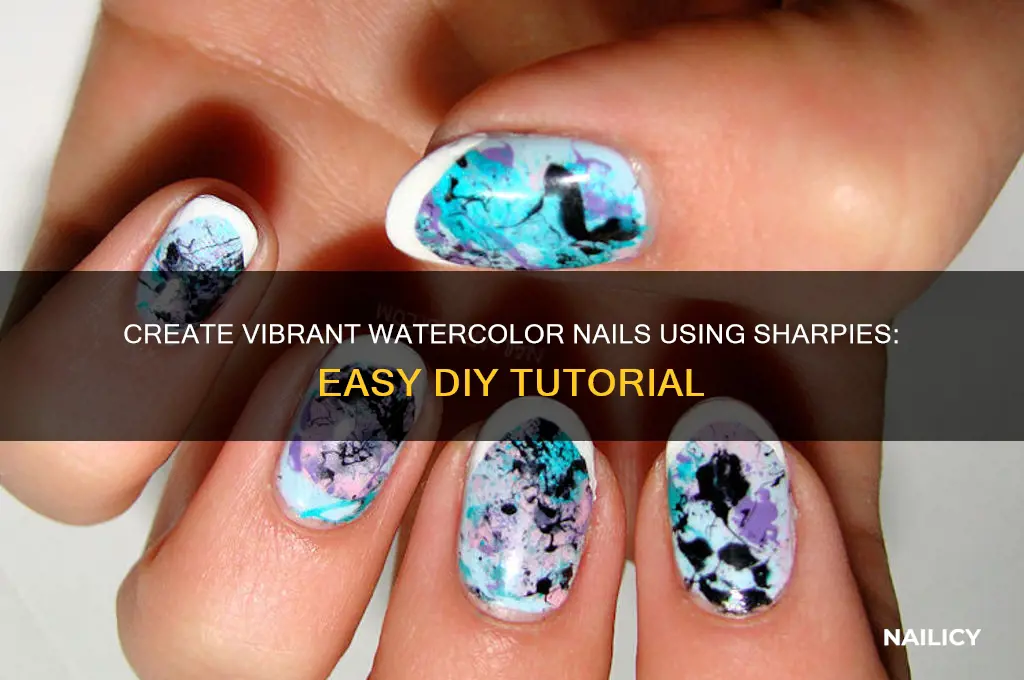 how to do watercolor nails with sharpie