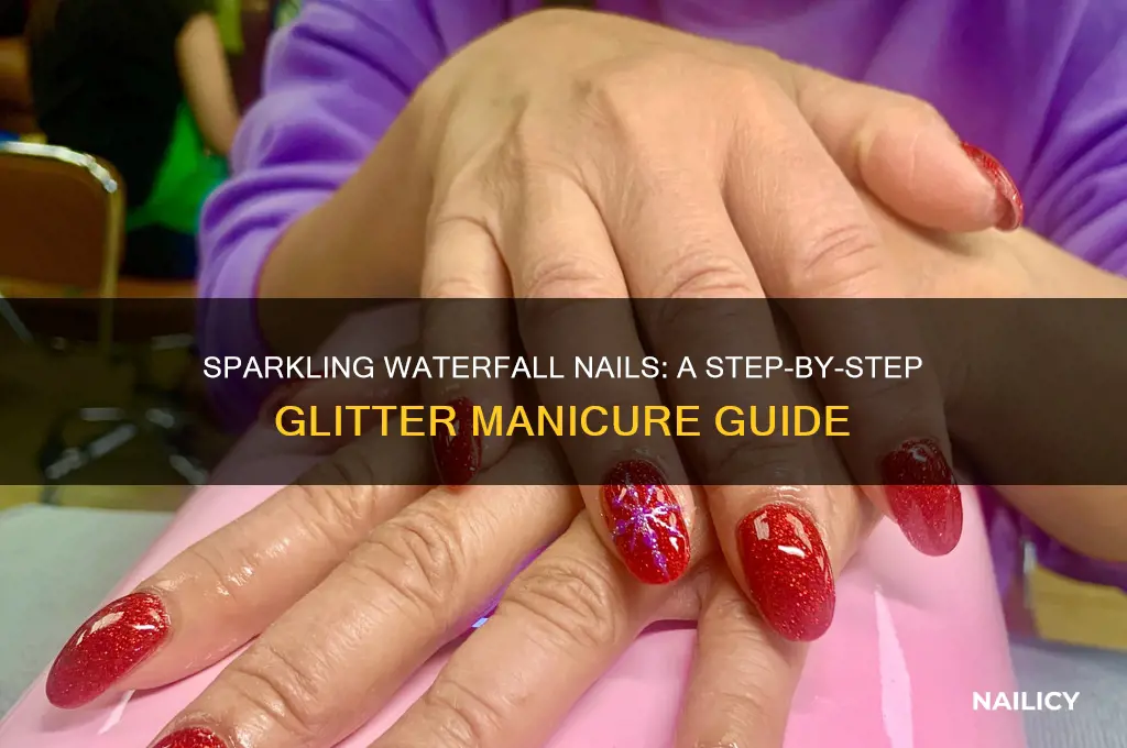 how to do waterfall tip glitter nails