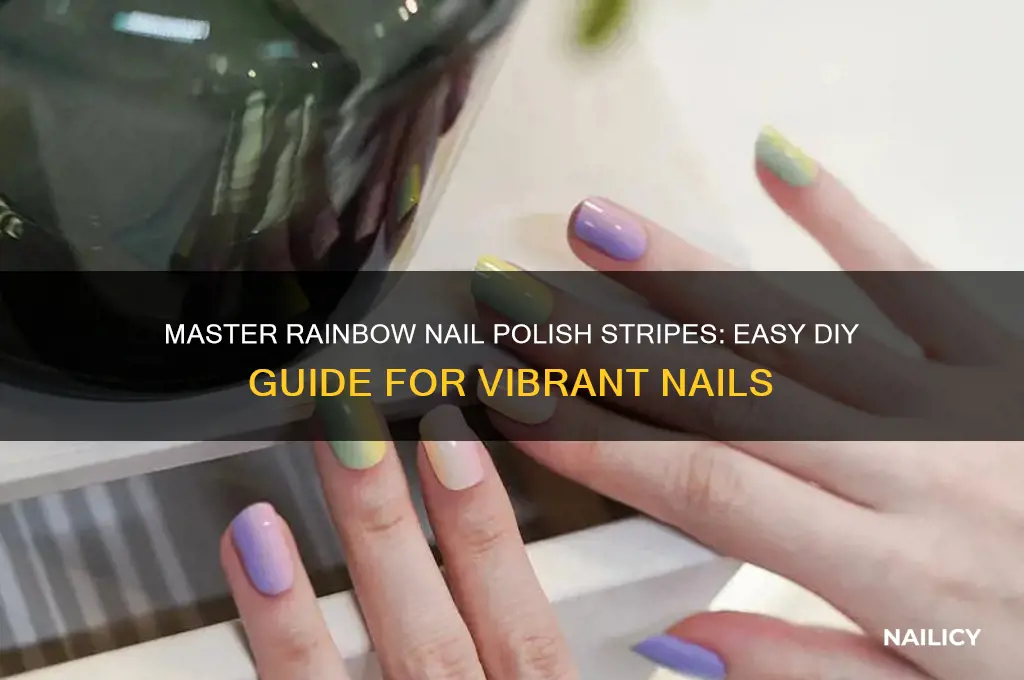 how to do your nail polish stripes rainbow