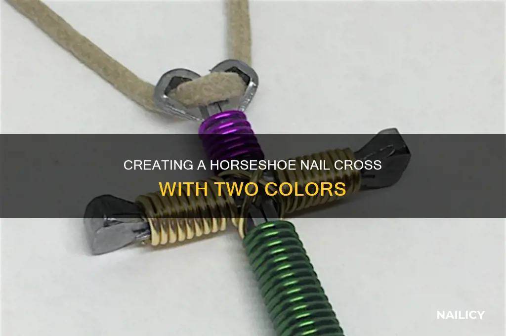how to make a 2 color horseshoe nail cross