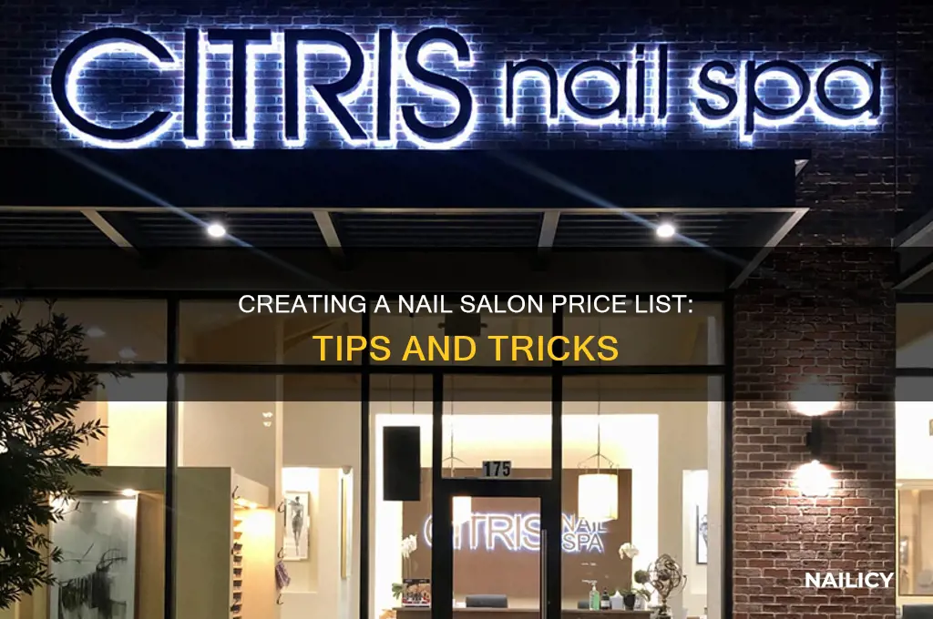 how to make a nail price list