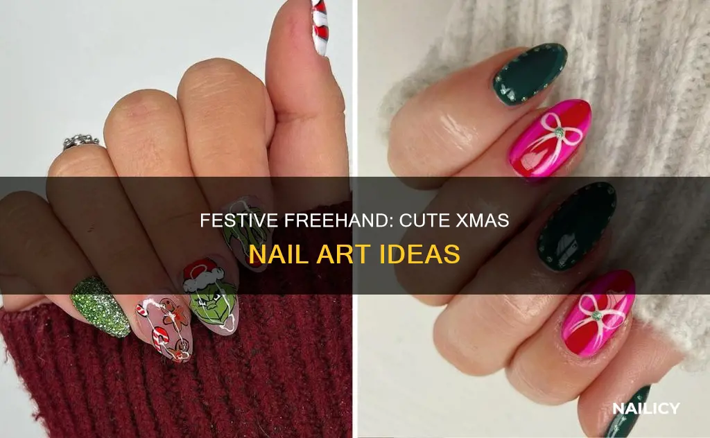 how to make cute xmas designs on nails freehand
