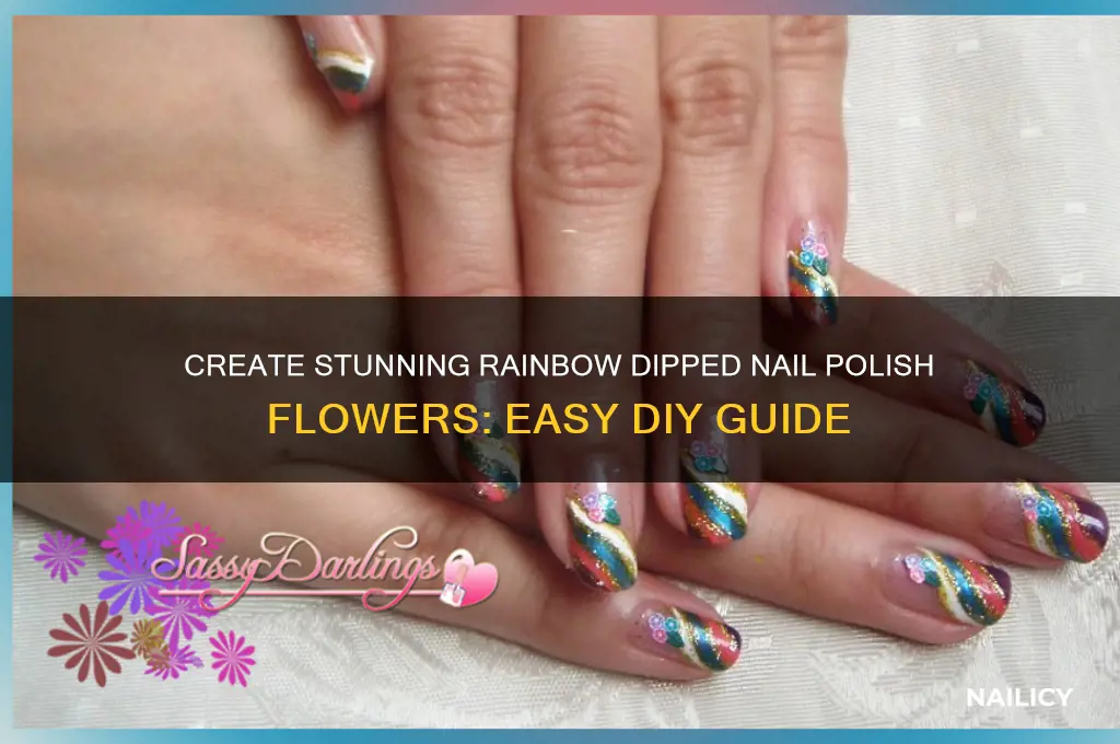 how to make rainbow dipped nail polish flowers