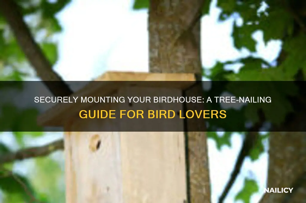 how to nail a birdhouse to a tree