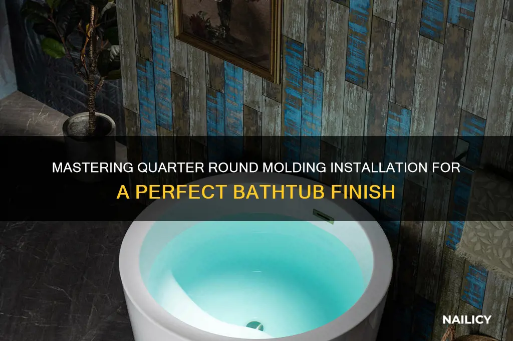 how to nail quarter round molding at bathtub
