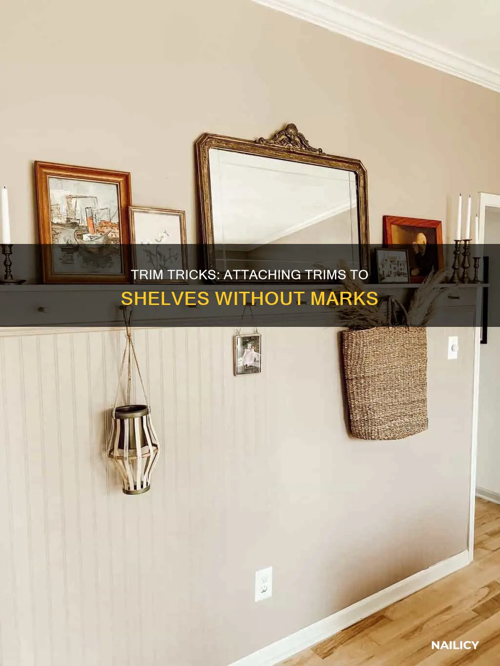 how to nail trim onto a shelf without making marks