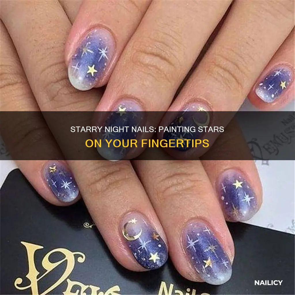 how to paint stars on finger nails