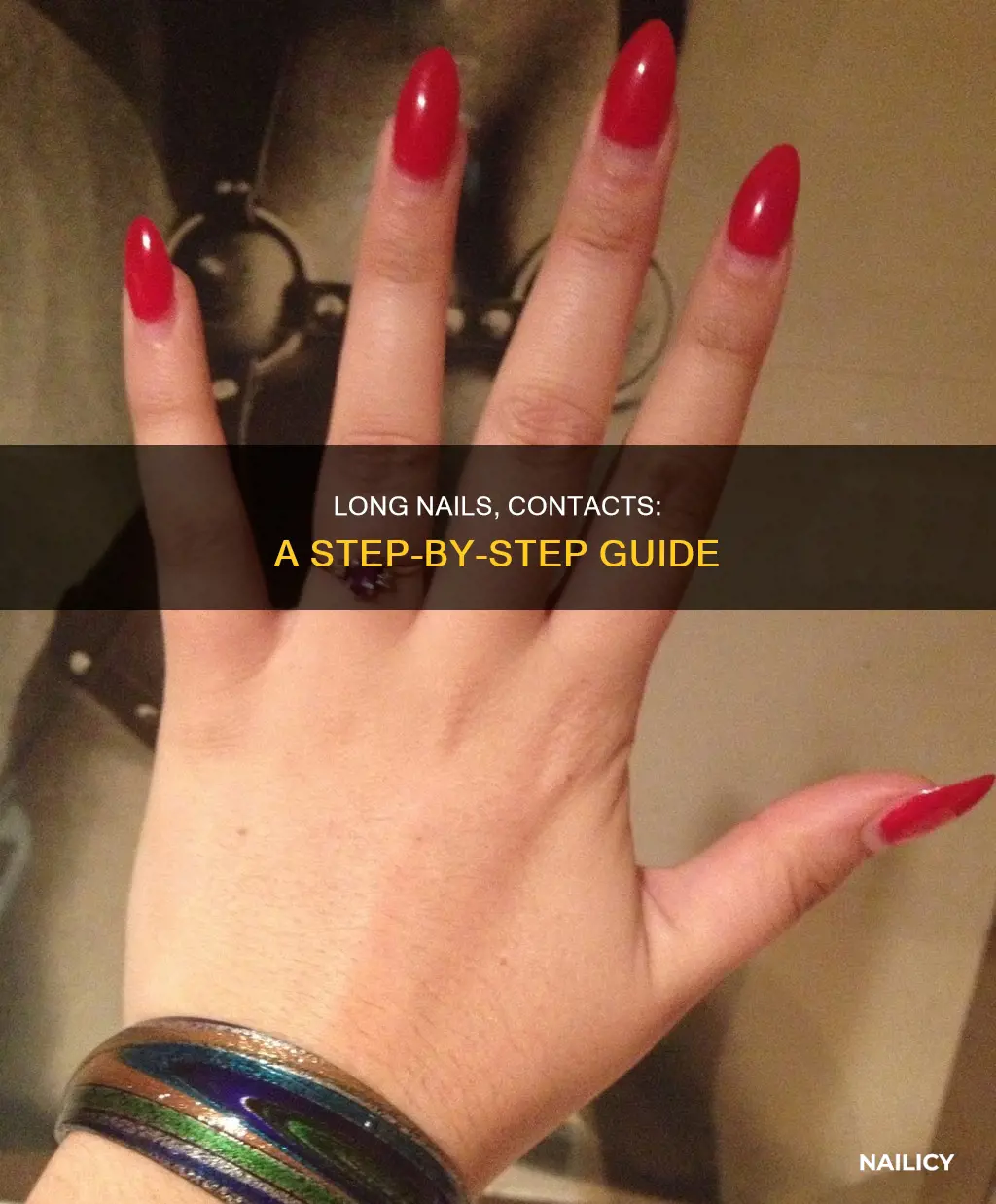how to put contacts in and out with long nails