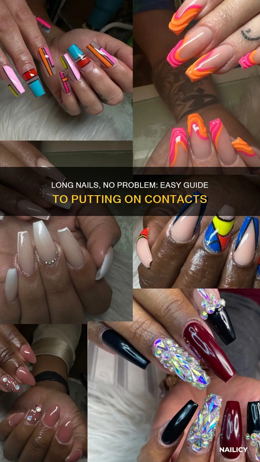 how to put contacts in your eyes with long nails