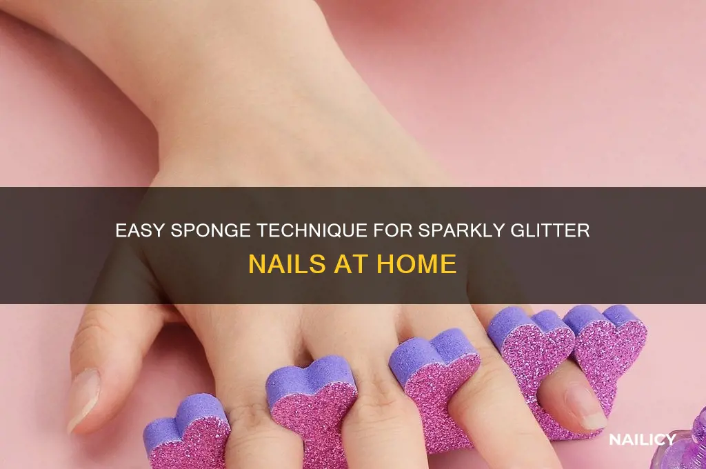 how to put glitter on nails with sponge