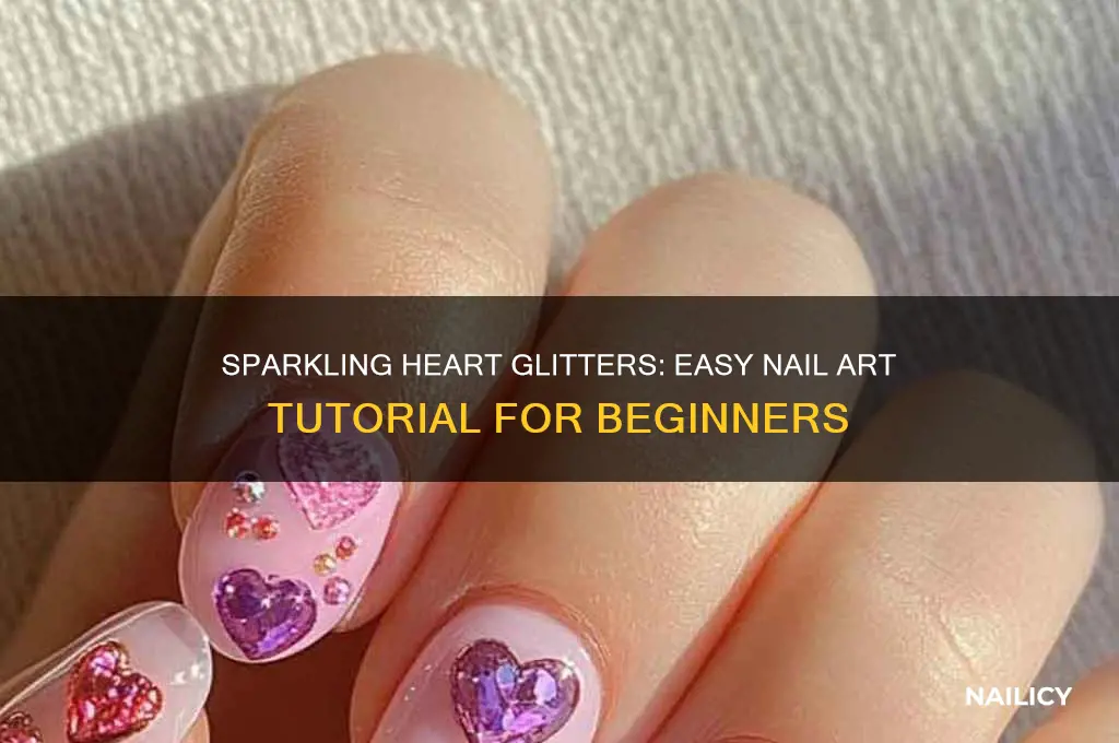 how to put heart glitters on nail