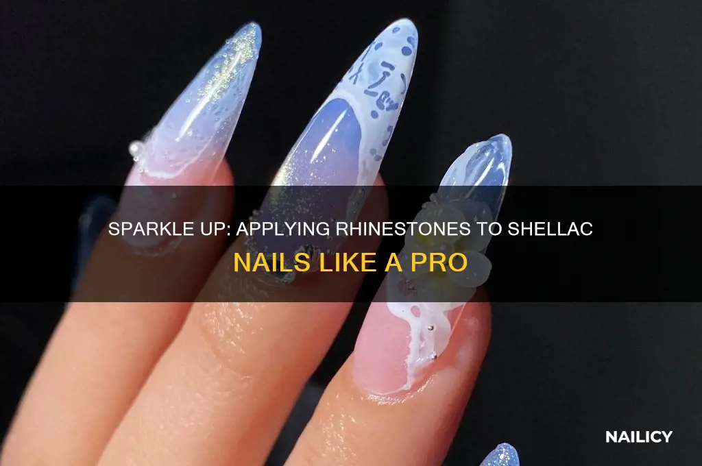 how to put rhinestones on shellac nails