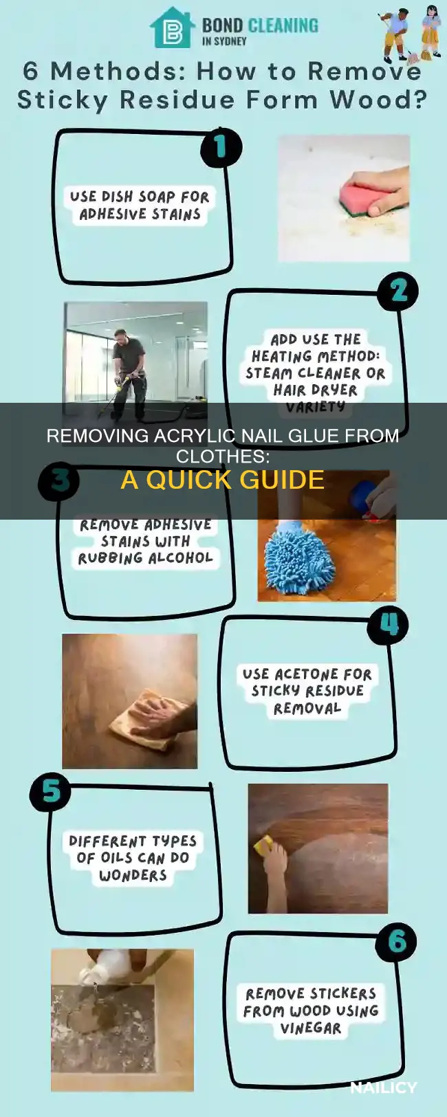 how to remove acrylic nail glue from clothes