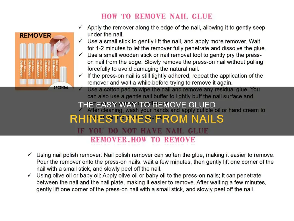 how to remove glued rhinestones from nails